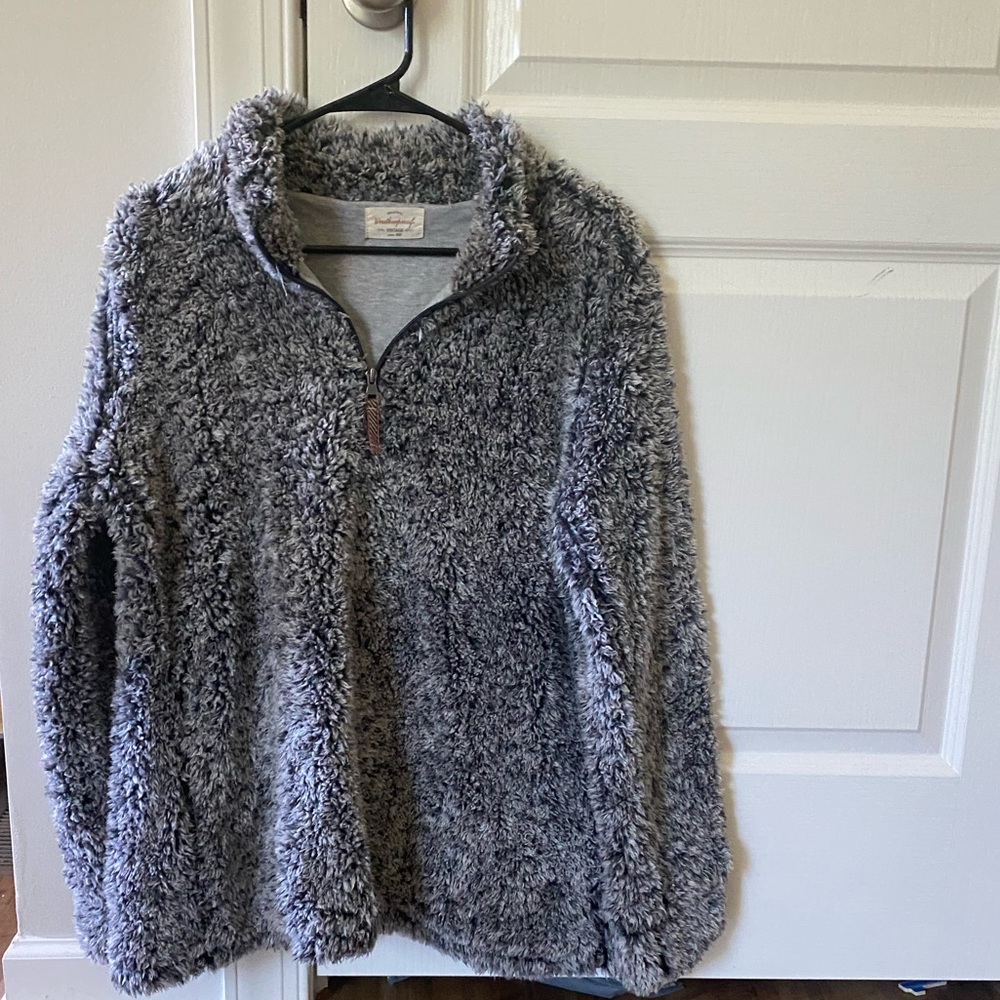 XL Weatherproof fluffy pullover with 1/4 zipper
